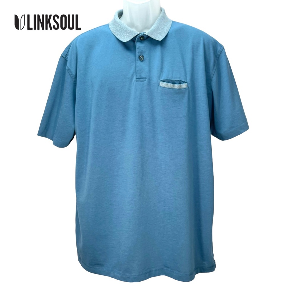 Linksoul | Men’s XL | 100% Luxury Cotton Stormy Blue‎ Golf Polo Shirt